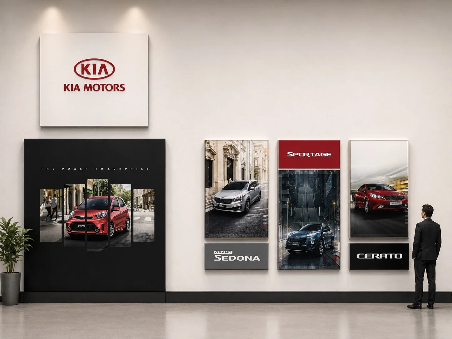 AI-enhanced display-wall visualization derived from the unbuilt 2017 KIA showroom proposal