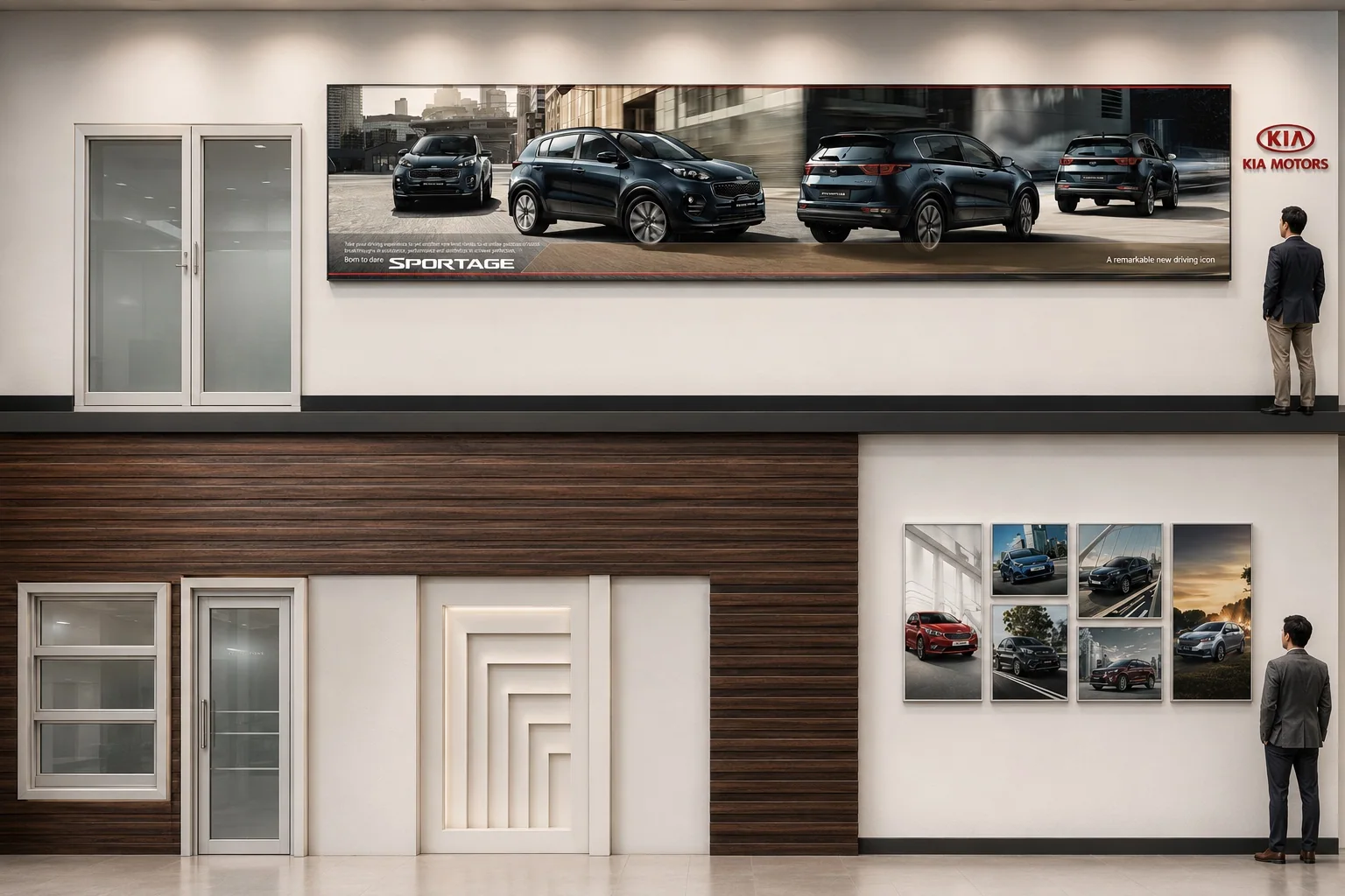 AI-enhanced entrance-wall visualization derived from the unbuilt 2017 KIA showroom proposal